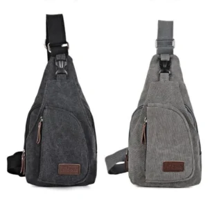 Shoulder Crossbody Bag for Men Short Travel Messenger Chest Bag Light Outdoor Vintage Canvas Leather Recreation Satchel Bag