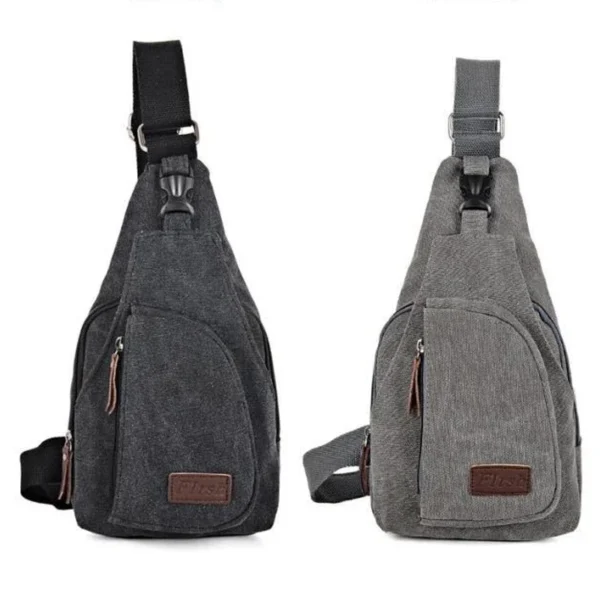 Shoulder Crossbody Bag for Men Short Travel Messenger Chest Bag Light Outdoor Vintage Canvas Leather Recreation Satchel Bag