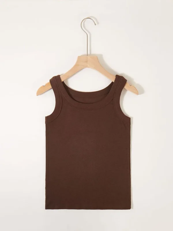 Women's Round Neck Basic Racerback Camisole Rib-Knit Solid Sleeveless Crop Tank Tops Long Vest