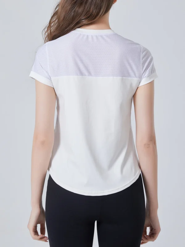 Women Plain Short Sleeve Cotton Breathable Mesh Sport T-Shirt Top Gym Slim Fit Yoga T Shirt