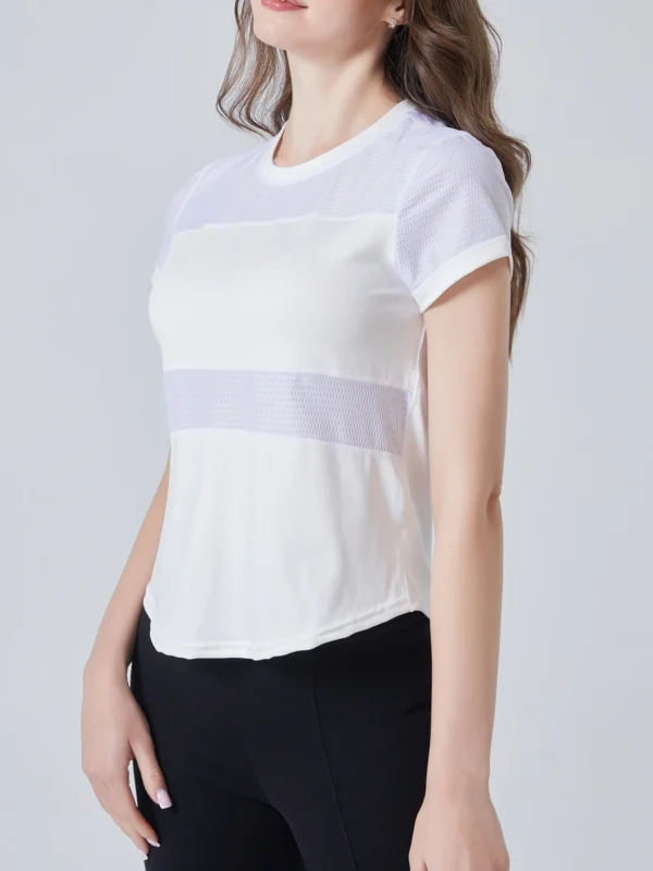 Women Plain Short Sleeve Cotton Breathable Mesh Sport T-Shirt Top Gym Slim Fit Yoga T Shirt