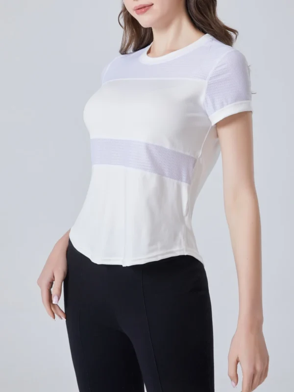 Women Plain Short Sleeve Cotton Breathable Mesh Sport T-Shirt Top Gym Slim Fit Yoga T Shirt