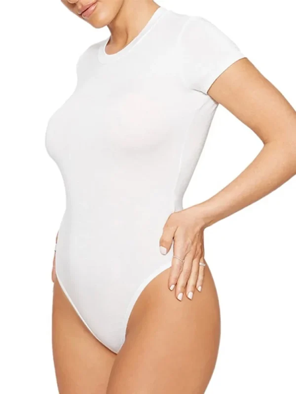 2023 Summer New European and American Style Women's Casual Crewneck Leggings Jumpsuit Tight Sexy Short Sleeved Slim Jumpsuit