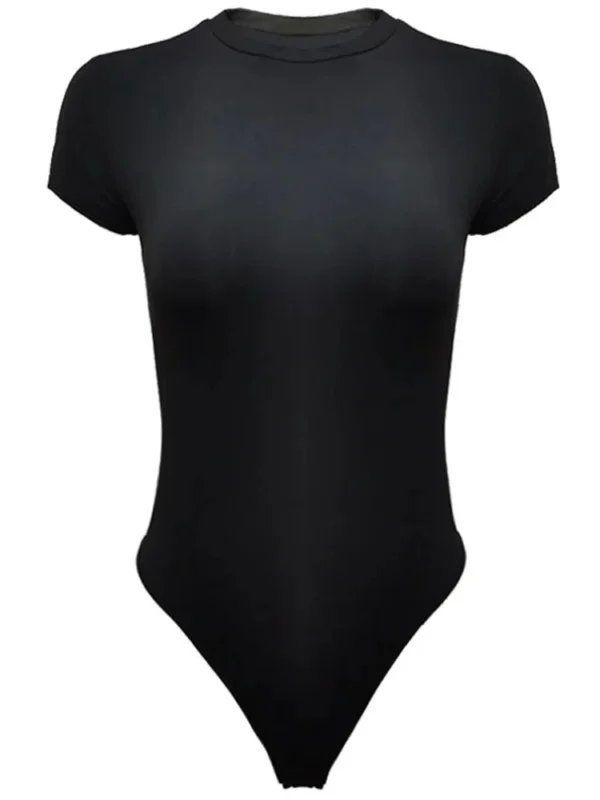 2023 Summer New European and American Style Women's Casual Crewneck Leggings Jumpsuit Tight Sexy Short Sleeved Slim Jumpsuit