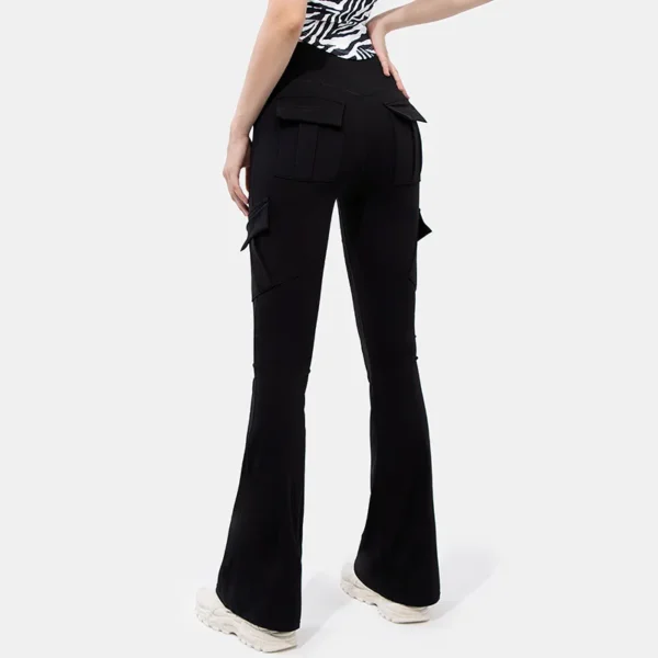 New Women Casual Bootleg Yoga Pants Plus Size Workout Flare Leggings High Waist dungarees Pants with Pockets Sports Wear